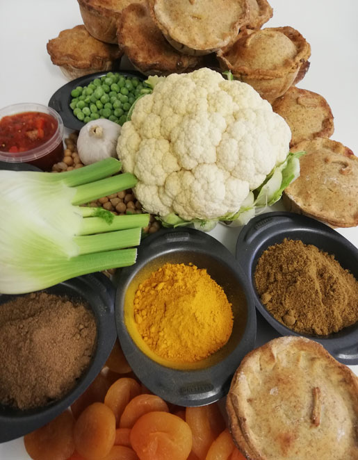 Ingredients in the Cauliflower, Fennel & Pea Tagine Pie